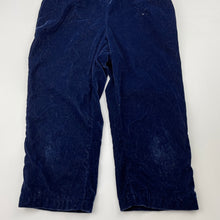 Load image into Gallery viewer, Girls Mango, navy velour overalls / dungarees, small mark front left hip, FUC, size 3,  