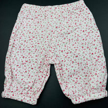 Load image into Gallery viewer, Girls Baby Lamb, lightwieght floral cotton shorts / bottoms, elasticated, GUC, size 0,  