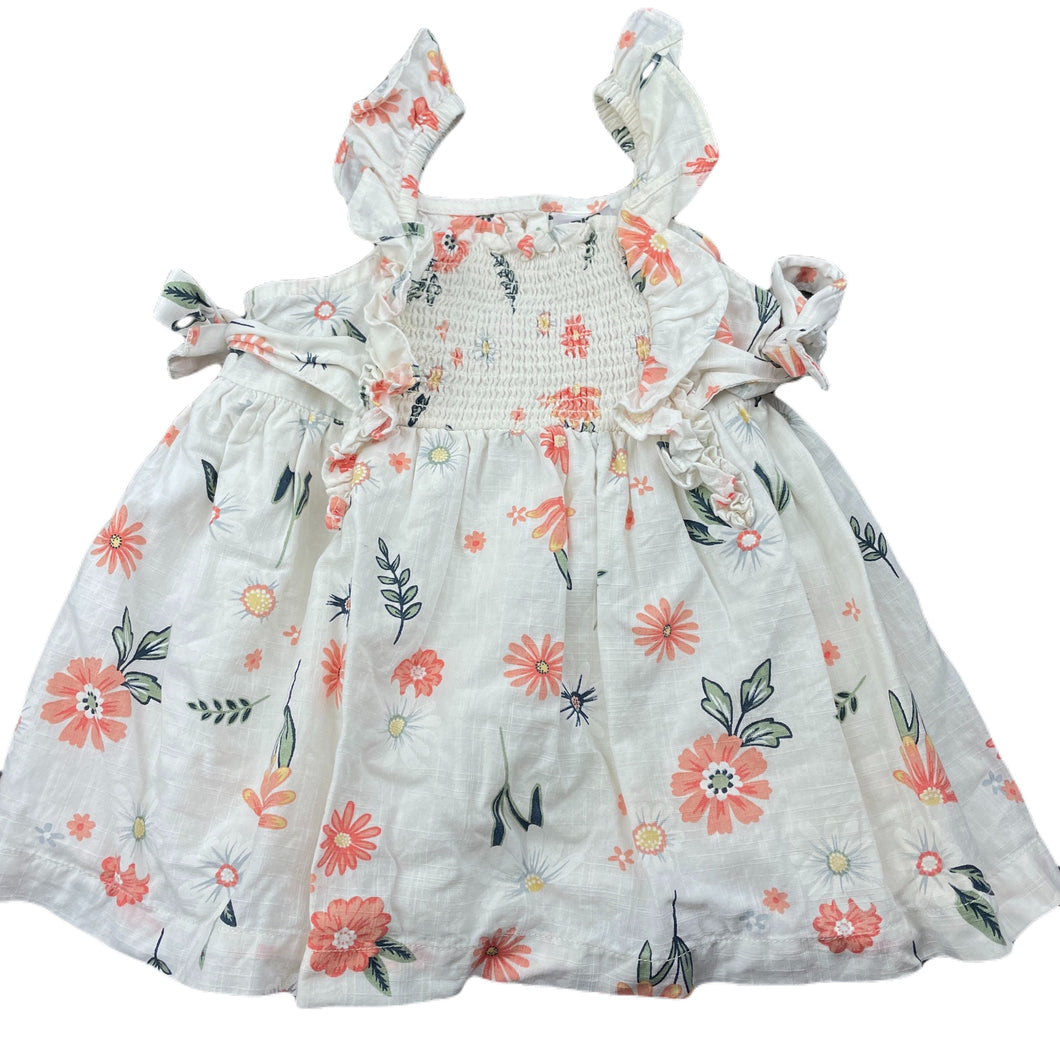 Girls Anko, floral cotton summer dress, GUC, size 00, L: 36cm
