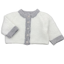 Load image into Gallery viewer, Girls handmade, knitted cardigan, L: 21cm, armpit to armpit: 25cm, EUC, size 0,  