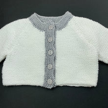 Load image into Gallery viewer, Girls handmade, knitted cardigan, L: 21cm, armpit to armpit: 25cm, EUC, size 0,  