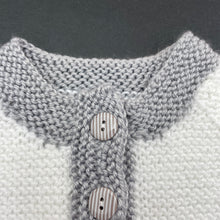 Load image into Gallery viewer, Girls handmade, knitted cardigan, L: 21cm, armpit to armpit: 25cm, EUC, size 0,  