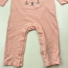 Load image into Gallery viewer, Girls Seed, striped stretchy romper, cat, FUC, size 0,  