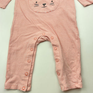 Girls Seed, striped stretchy romper, cat, FUC, size 0,  