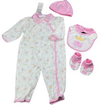 Load image into Gallery viewer, Girls Kidlooks, cotton romper, hat, bib &amp; booties, NEW, size 0,  