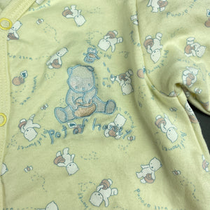 unisex Kidlooks, yellow cotton romper, hat & booties, EUC, size 0,  