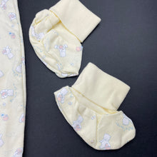 Load image into Gallery viewer, unisex Kidlooks, yellow cotton romper, hat &amp; booties, EUC, size 0,  