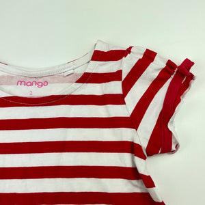 Girls Mango, striped stretchy Christmas dress, EUC, size 2, L: 46cm