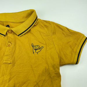 Boys Cotton On, mustard cotton polo shirt top, EUC, size 8,  