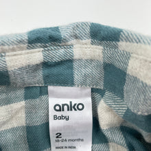 Load image into Gallery viewer, Boys Anko, checked soft feel long sleeve shirt, EUC, size 2,  