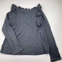 Load image into Gallery viewer, Girls Country Road, grey cotton long sleeve ruffle top, GUC, size 10,  