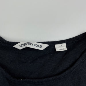Girls Country Road, grey cotton long sleeve ruffle top, GUC, size 10,  