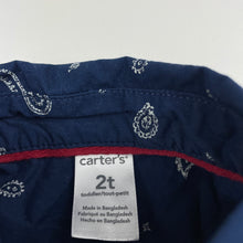 Load image into Gallery viewer, Boys Carters, navy lightweight cotton long sleeve shirt, GUC, size 2,  