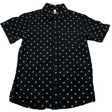 Boys KID, black & white cotton short sleeve shirt, EUC, size 7,  