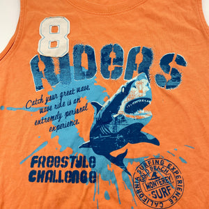 Boys Bossini, orange cotton singlet / tank top, shark, GUC, size 10,  