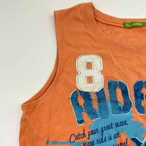 Boys Bossini, orange cotton singlet / tank top, shark, GUC, size 10,  