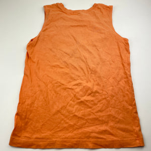 Boys Bossini, orange cotton singlet / tank top, shark, GUC, size 10,  