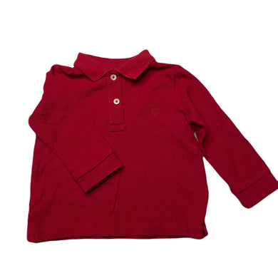 Boys Zara, red cotton long sleeve polo top, EUC, size 0,  