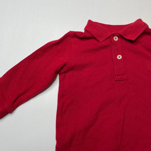 Boys Zara, red cotton long sleeve polo top, EUC, size 0,  
