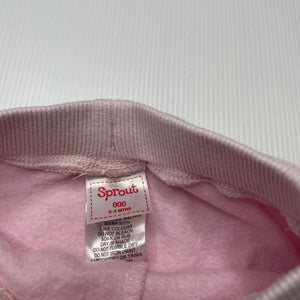 Girls Sprout, pink fleece lined pants, elasticated, GUC, size 000,  