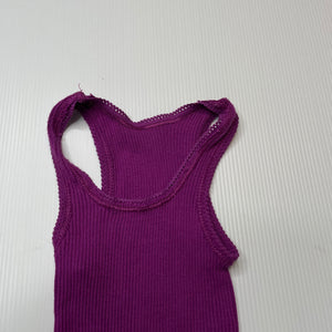 unisex Bonds, purple ribbed cotton singlet top, EUC, size 000,  