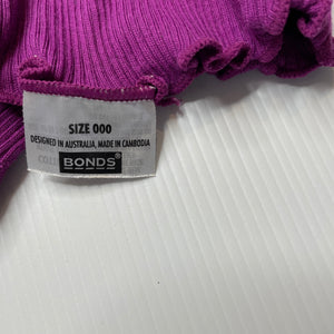 unisex Bonds, purple ribbed cotton singlet top, EUC, size 000,  
