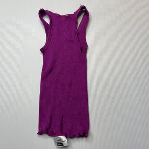 unisex Bonds, purple ribbed cotton singlet top, EUC, size 000,  