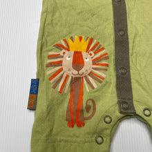 Load image into Gallery viewer, Boys BRIGHT BOTS, green cotton romper, lion, EUC, size 0000,  