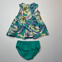 Load image into Gallery viewer, Girls Carters, floral cotton dress &amp; bloomers, EUC, size 000, L: 29cm