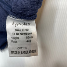Load image into Gallery viewer, Boys Dymples, navy cotton overalls / shortalls, EUC, size 0000,  