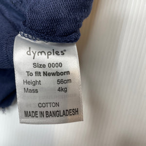 Boys Dymples, navy cotton overalls / shortalls, EUC, size 0000,  
