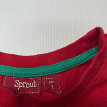Load image into Gallery viewer, unisex Sprout, red cotton Christmas t-shirt / top, GUC, size 1,  