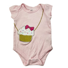 Load image into Gallery viewer, Girls Little Treasure, pink cotton bodysuit / romper, cupcake, GUC, size 000,  