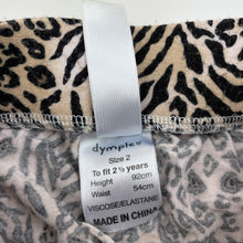 Load image into Gallery viewer, Girls Dymples, lightweight stretchy animal print pants, elasticated, EUC, size 2,  