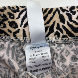 Girls Dymples, lightweight stretchy animal print pants, elasticated, EUC, size 2,  