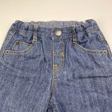 Load image into Gallery viewer, Boys John Lewis, cotton lined denim pants, adjustable, Inside leg: 27cm, GUC, size 1,  