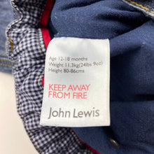 Load image into Gallery viewer, Boys John Lewis, cotton lined denim pants, adjustable, Inside leg: 27cm, GUC, size 1,  