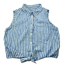 Load image into Gallery viewer, Girls H&amp;M, striped tie front top, size label removed, armpit to armpit: 35cm, GUC, size 8-9,  