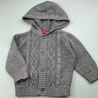 Boys Sprout, knitted cotton hooded cardigan / sweater, FUC, size 1,  