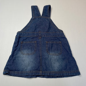 Girls Mystery, embroidered lightweight denim overalls dress, GUC, size 2, L: 42cm
