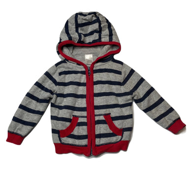 Boys Ollies Place, knitted cotton zip hoodie sweater, light marks on front, FUC, size 0,  