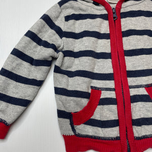 Boys Ollies Place, knitted cotton zip hoodie sweater, light marks on front, FUC, size 0,  