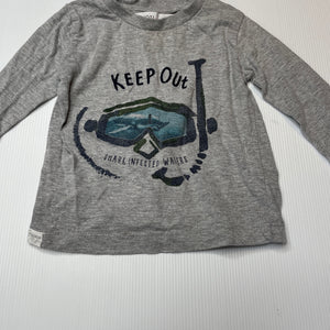 Boys MINOTI, grey cotton long sleeve top, FUC, size 0,  