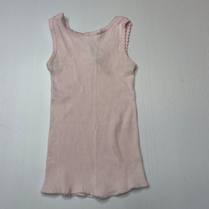 Girls Dymples, pink ribbed cotton singlet top, FUC, size 2,  