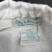 Load image into Gallery viewer, Boys Ohm &amp; Emmy Collection, white cotton long sleeve shirt, EUC, size 12 months,  