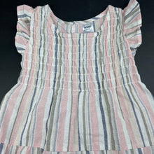 Load image into Gallery viewer, Girls Anko, striped viscose / cotton / linen dress, EUC, size 4, L: 57cm