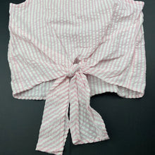 Load image into Gallery viewer, Girls Next, striped lightweight cotton tie front top, EUC, size 11,  