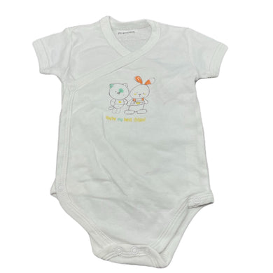 unisex Prenatal, white cotton bodysuit / romper, GUC, size 00,  