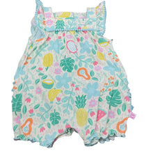 Load image into Gallery viewer, Girls Ruffle Butts, stretchy floral ruffle romper, EUC, size 000,  