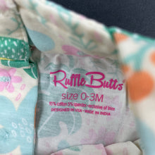 Load image into Gallery viewer, Girls Ruffle Butts, stretchy floral ruffle romper, EUC, size 000,  